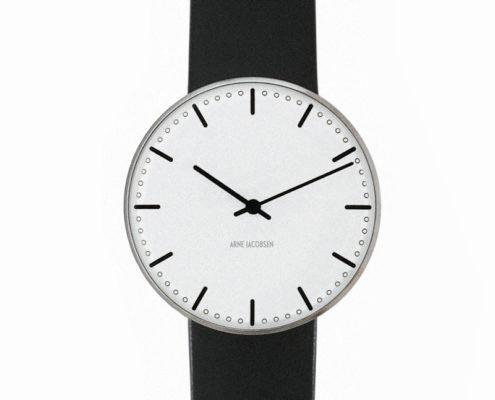 Arne Jacobsen - City Hall, 40 mm, zwarte wijzerplaat, zwarte band
