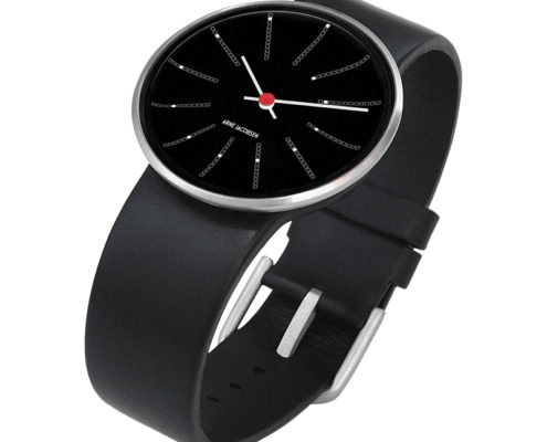 Arne Jacobsen - Bankers, 40 mm, zwarte wijzerplaat, zwarte band