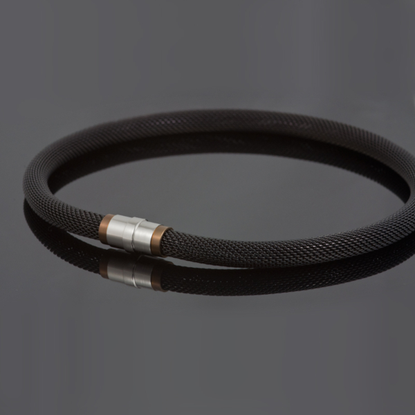 Collier ‘Milanetic’, 10 mm zwart, met bruin titanium